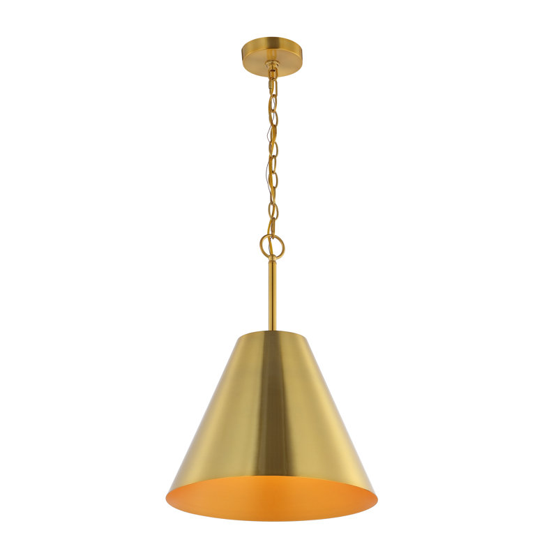 Luminaire suspendu conique à 1 lumière Naesha, Laiton doré