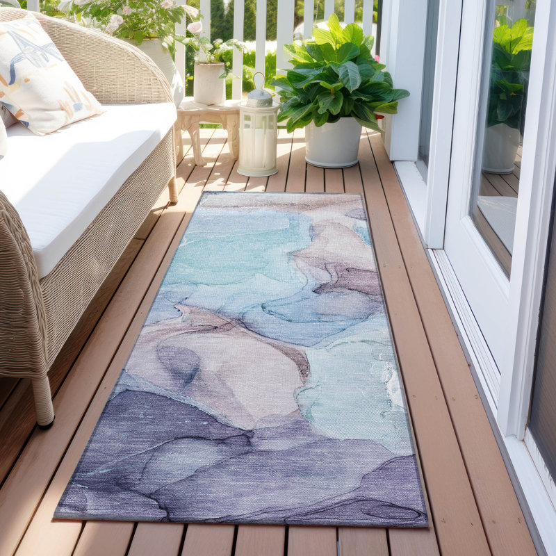 Alfonzo Washable Abstract Indoor / Outdoor Rug, Runner 2'3" x 7'6"