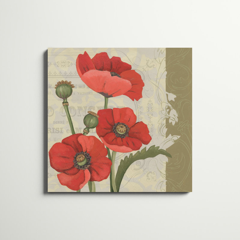 «Paris Poppy II», peinture sur toile, H 36 po x l 36 po