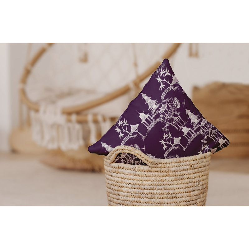 Palm Beach Chinapezka Print Indoor/Outdoor Square Pillow Cover & Insert, Purple, 20" x 20"