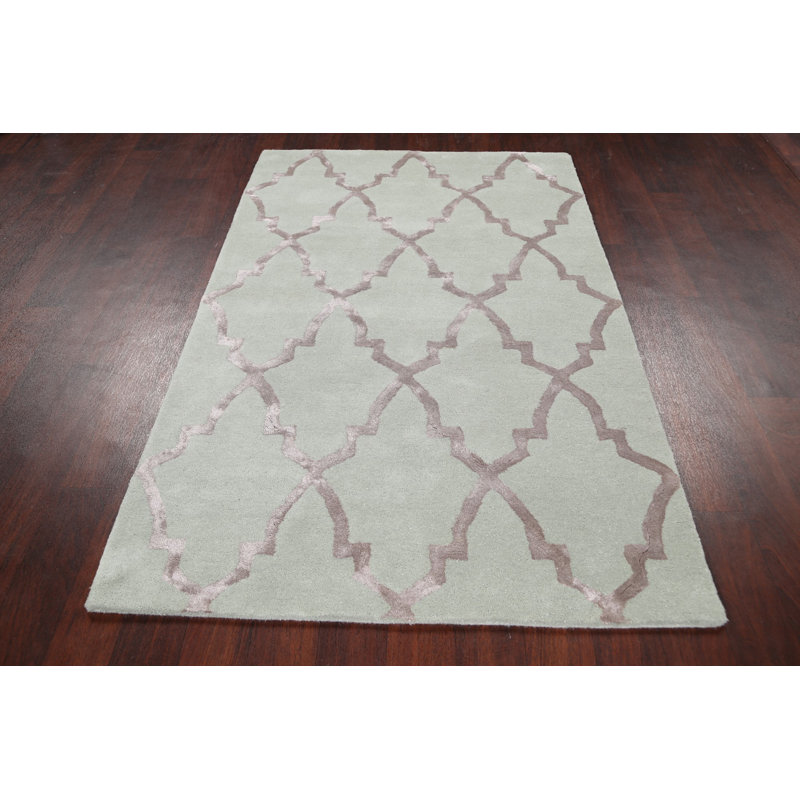 Tapis vert en laine touffeté à la main Larry