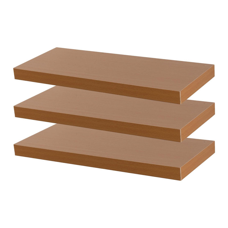 Harbour Housewares - Modern Floating Wall Shelves, 4cm H x 60cm W x 23.5cm D, Brown