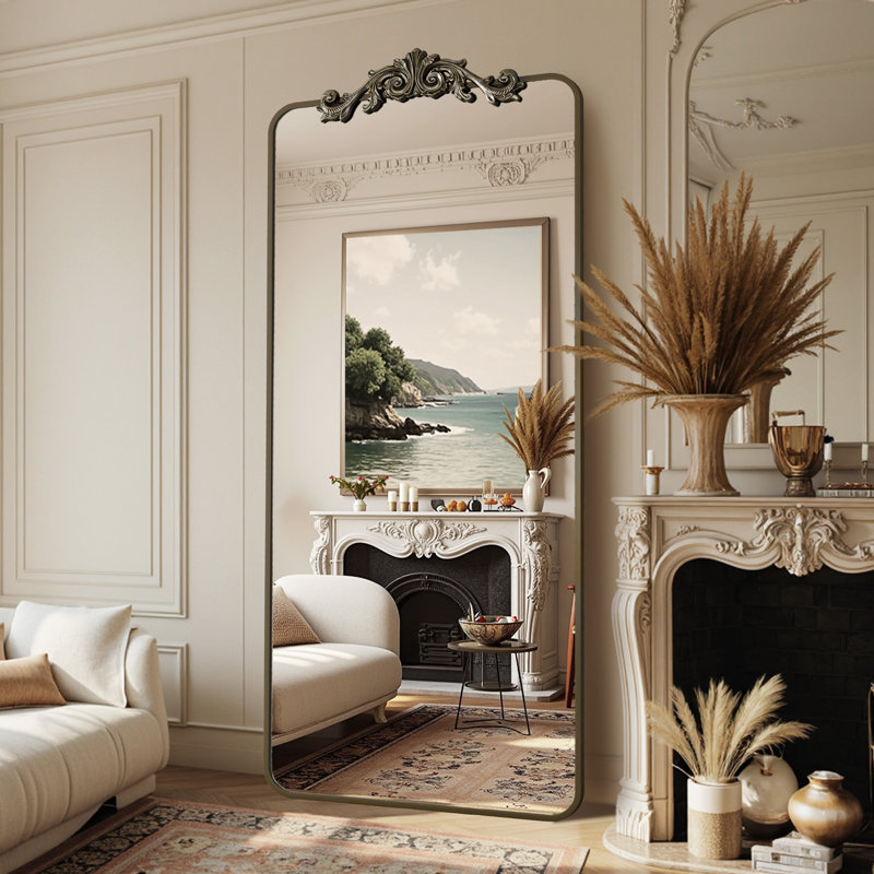Retro engraved full-length mirror, Bronze, 71"×28"
