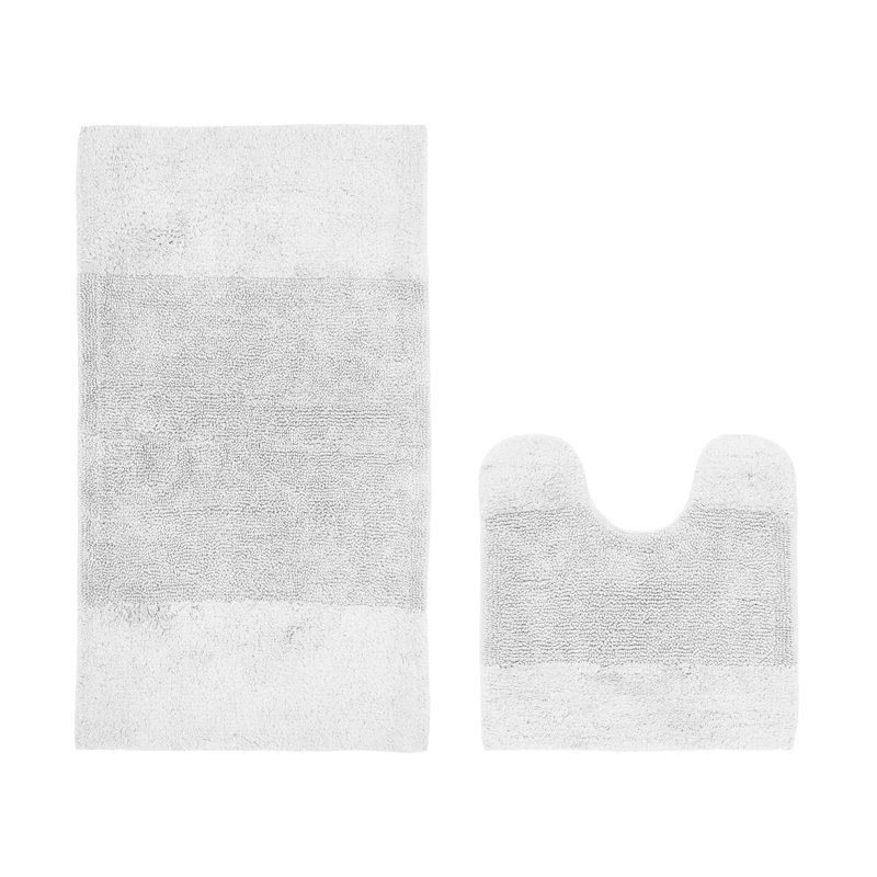 Makaylynn Premium 100% Cotton 2155 GSM 2-Piece Bath Rug Set, OEKO-TEX® Certified, Non-Slip Spray Latex Backing, Plush Tufted, Super Absorbent, Machine Washable Bathroom Rugs, White
