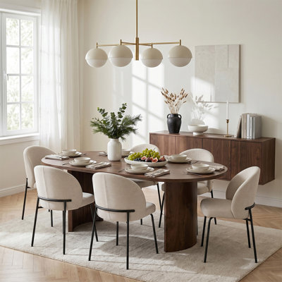 Ensemble de table de salle à manger 79 "pour 6 personnes avec chaises rembourrées 79" (7 pièces)