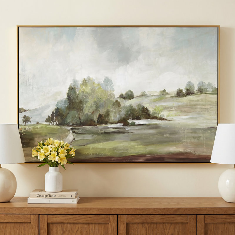 Concorde Green Country Road by Allison Pearce - Floater Frame Print on Canvas, 9.5" H x 11.5" W, Gold