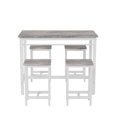 Ensemble de table de bar 5 pièces avec 5 tabourets de bar 5 pièces, structure en métal et panneau de fibres à densité moyenne, L 47,5 po x l 23,7 po x H 35,5 po.