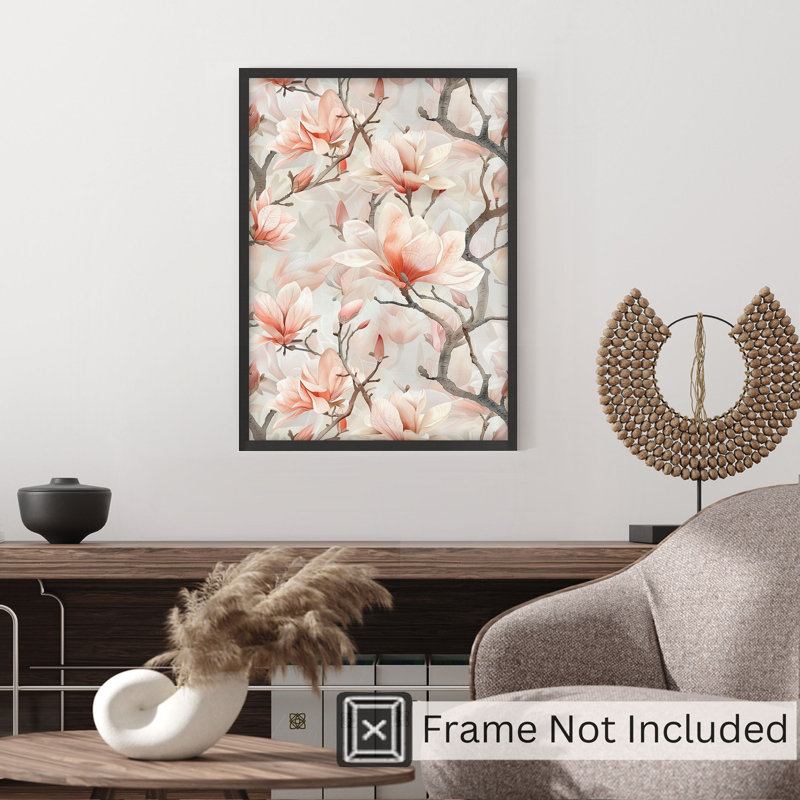 Floral Magnolia, fleurs, chalet, reproduction d'art non encadrée, H 10 po x l 8 po