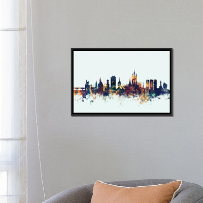 "Aberdeen, Écosse, Royaume-Uni sur bleu" par Michael Tompsett - reproduction d'art sur toile