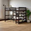 Lit mezzanine double gris avec tablettes de rangement et bureau sous le lit - Transformez votre chambre à coucher en un sanctuaire élégant et peu encombrant!-258968342