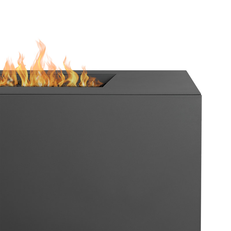 Coden Rectangle Metal Propane Fire Pit Table with Hidden Tank by Jensen Co., Charcoal Gray, 20'' H x 72'' W x 28'' D