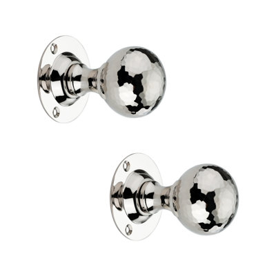 Hammered Ball Mortice Door Knob Polished Nickel