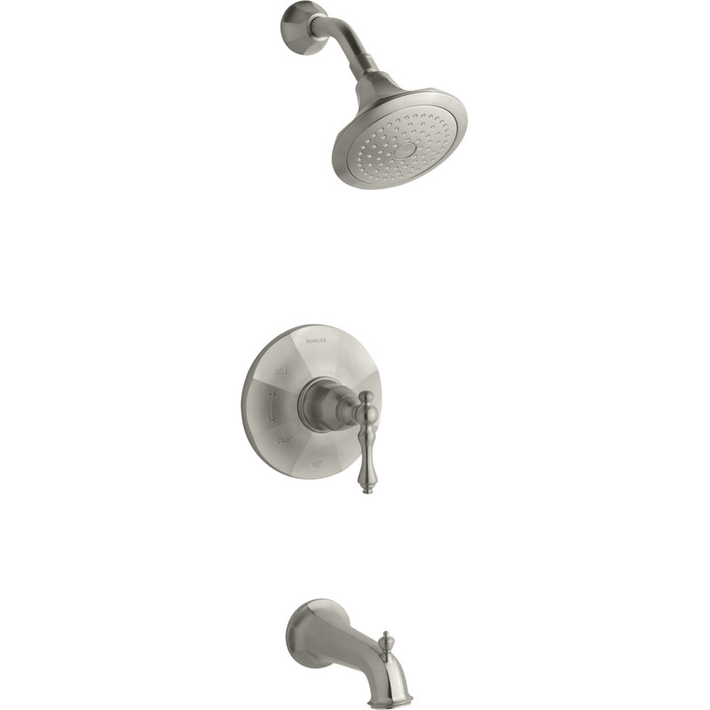 Robinet de baignoire et douche Kelston, Nickel brossé éclatant