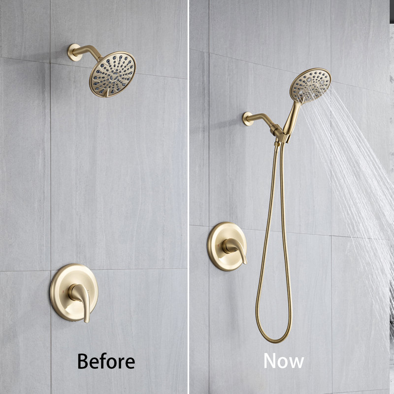 Pomme de douche à main multifonctionnelle avec alimentation pneumatique, Or brossé