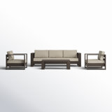 Hoyt Outdoor Aluminum 4-Piece Conversation Set with Coffee Table