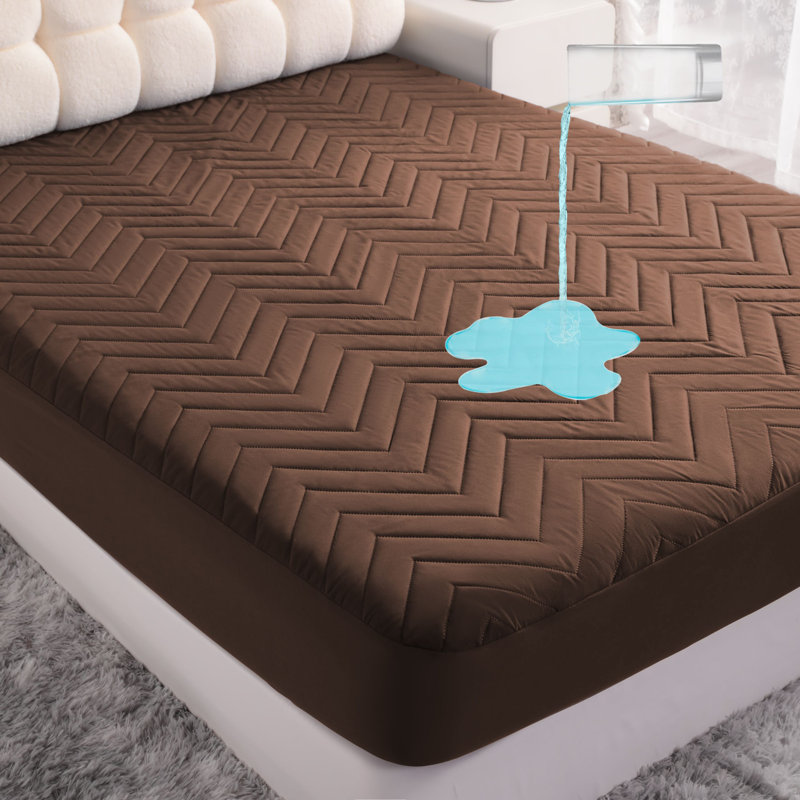 Soft & Breathable Cotton Waterproof Fitted Sheet, Twin Extra Long Fitted Sheet, Brown