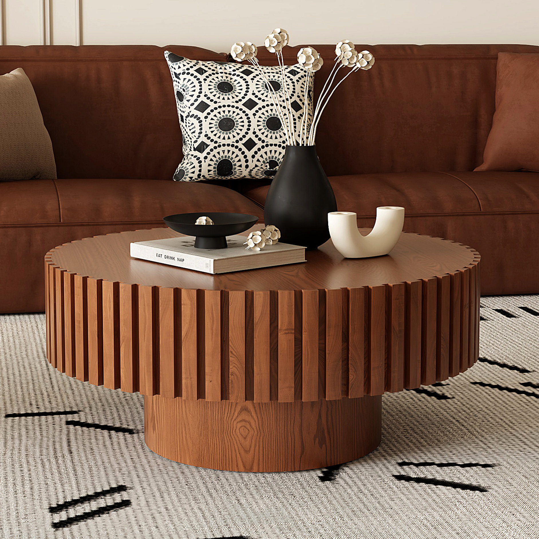 Latitude Run® Modern Handcrafted Wooden Coffee Table - Pedestal For ...