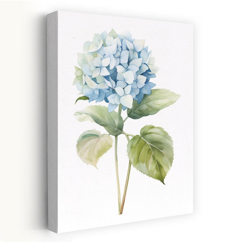 Hortensia bleu, art abstrait d'hortensia contemporain, H 24 po x l 16 po