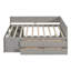 Lit de jour double avec tiroirs et tablettes, gris - construction solide, espace de rangement pratique pour tablette et tiroir, taille, lit moderne-651983750-651983749