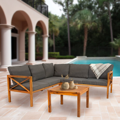 Edisto 4 Piece Acacia Outdoor Conversation Set 