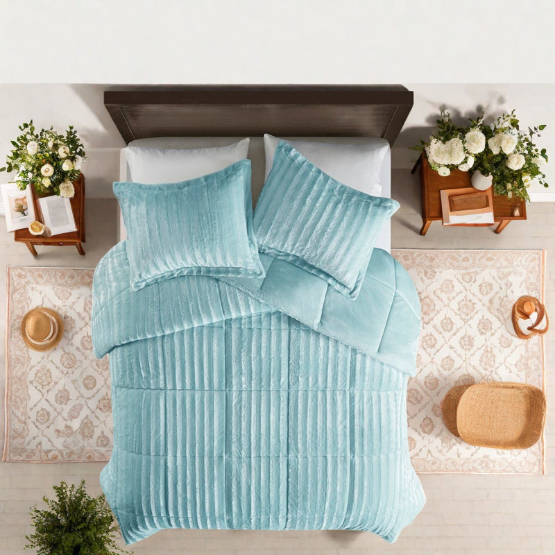 Ensembles de literie luxueux en fausse fourrure, édredon en polyester pour maison contemporaine