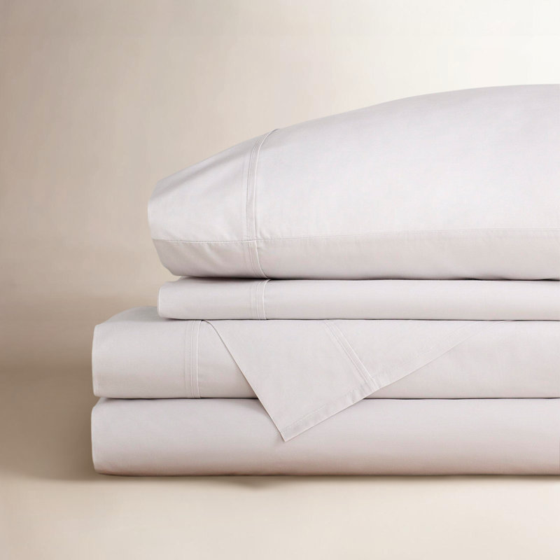 Ensemble de draps en percale de coton Coyer Classic, Gris doux, Ensemble de draps pour très grand lit + un drap-h