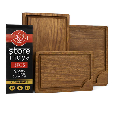 Ensemble de 3 planches à découper en bois d'acacia