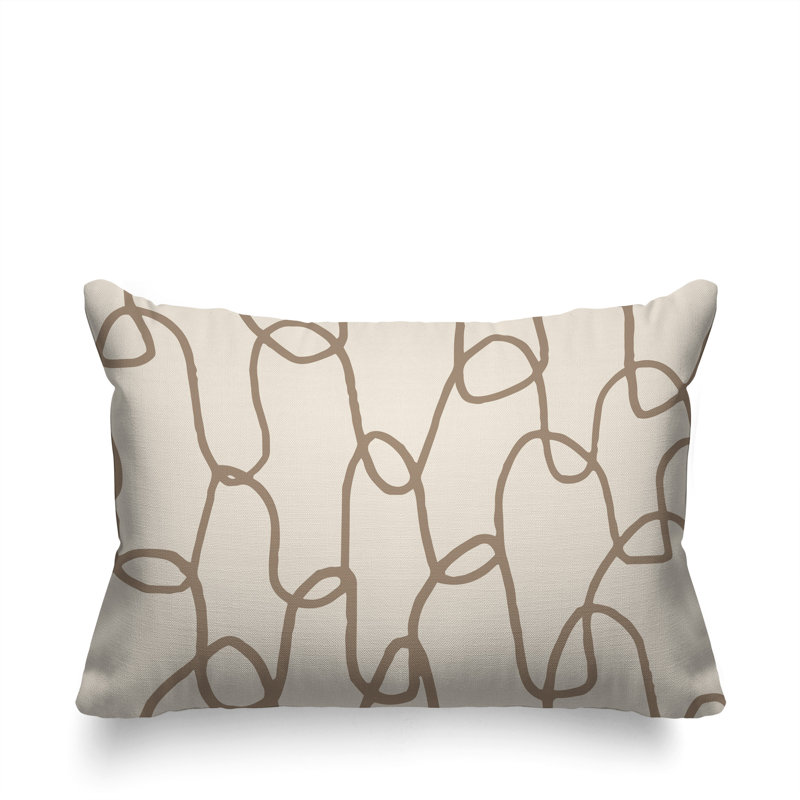 Oreiller rectangulaire réversible intérieur / extérieur Fina, Beige / noir / blanc cassé, H 14 po x l 20 po