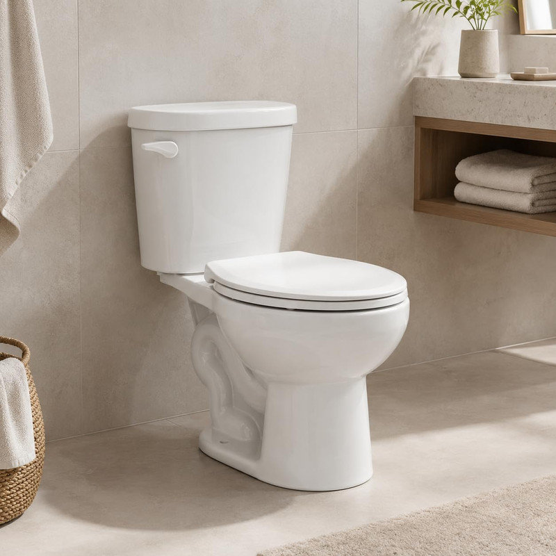 ADA Height Elongated Toilet – Soft Close Seat, 1.28 GPF Siphonic Flush, 12″ Rough-In