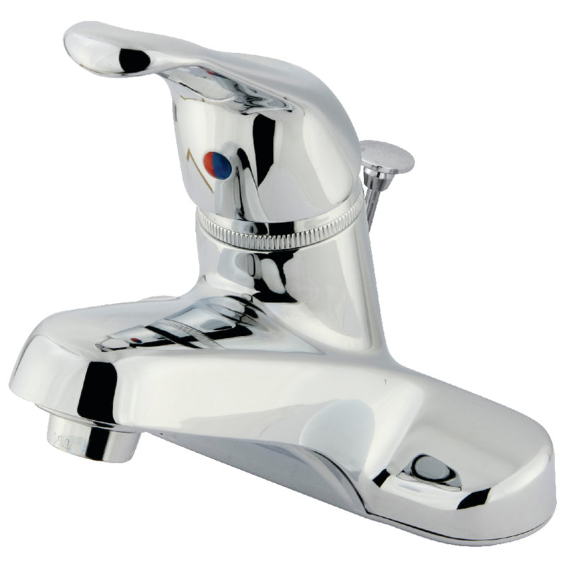 Kingston Brass Wyndham Single-Handle 3-Hole Deck Mount 4" Centerset Bathroom Faucet with Brass Pop-Up, Polished Chrome