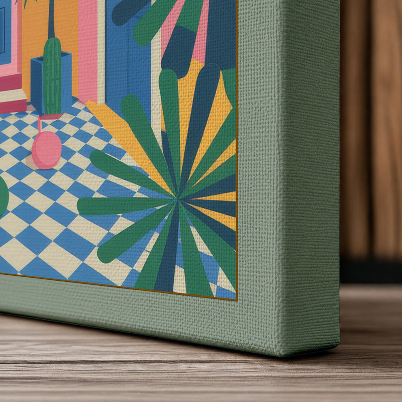 Courtyard in Colour Modern - Wrapped Canvas, 18x12 - 45.7 x 30.5 cm, Sage Border