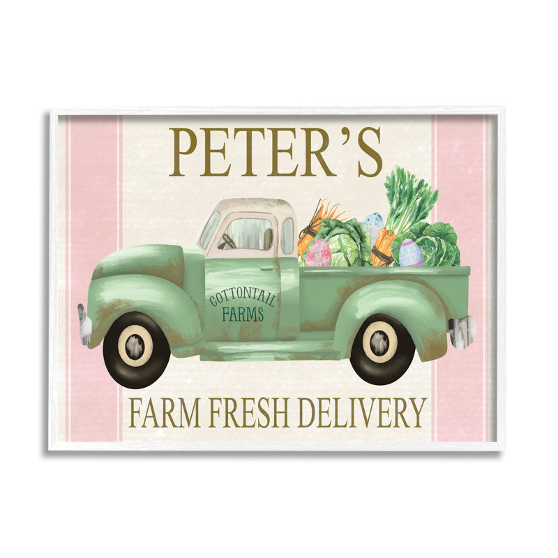 «Farm Fresh Livraison Sign», par Rust Art, H 24 po x l 30 po x P 1,5 po, Giclée encadrée blanc bord de mer