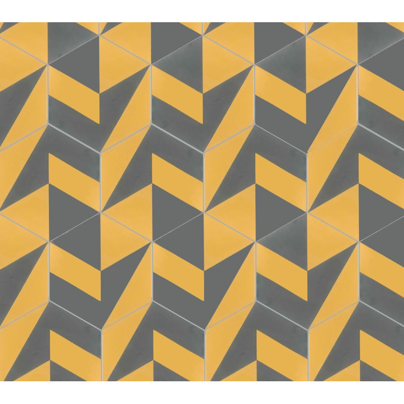 Polygonal by Jim Isermann 8" x 9" Cement Wall & Floor Tile, Citrine