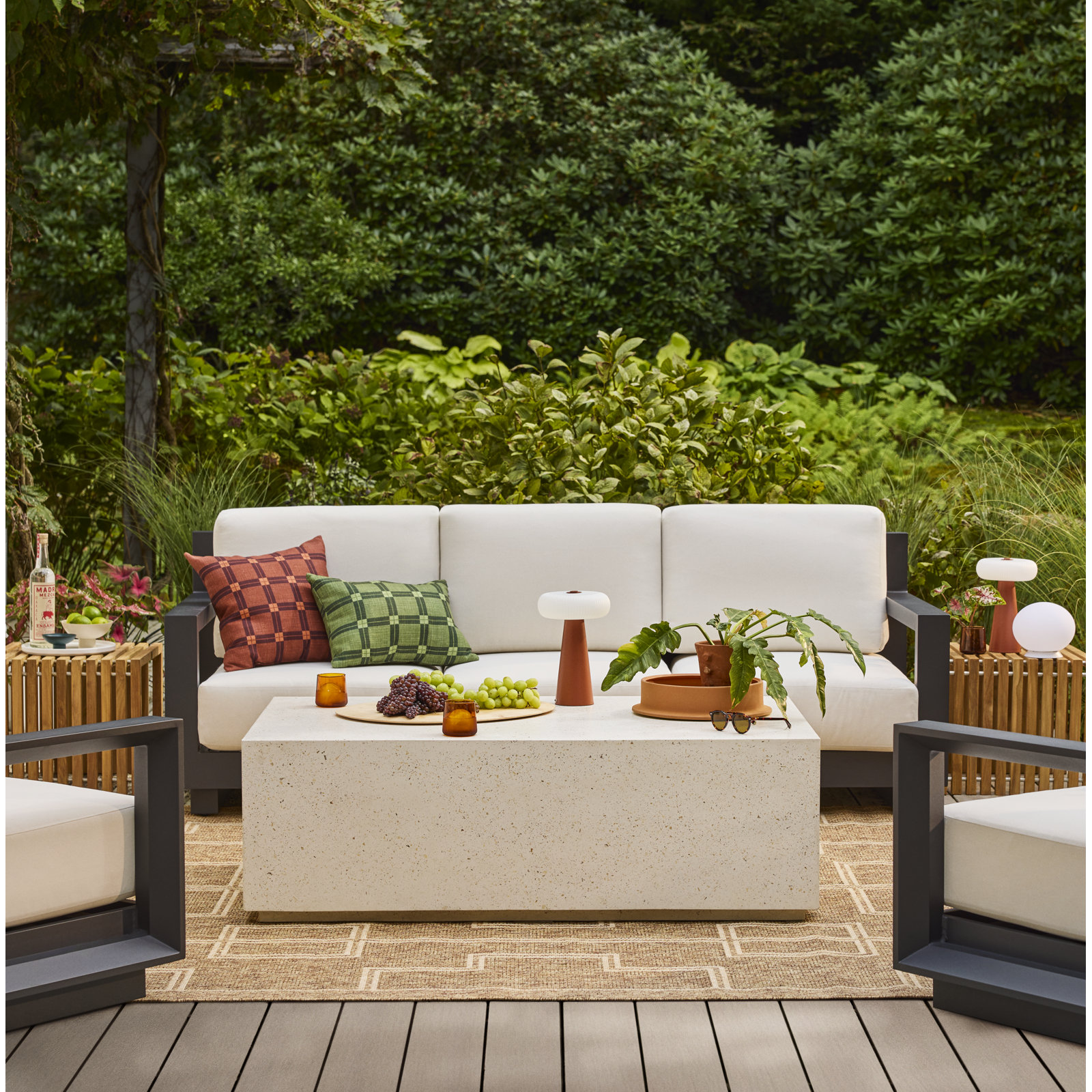 Aden 85'' Aluminum Outdoor Sofa, Cream