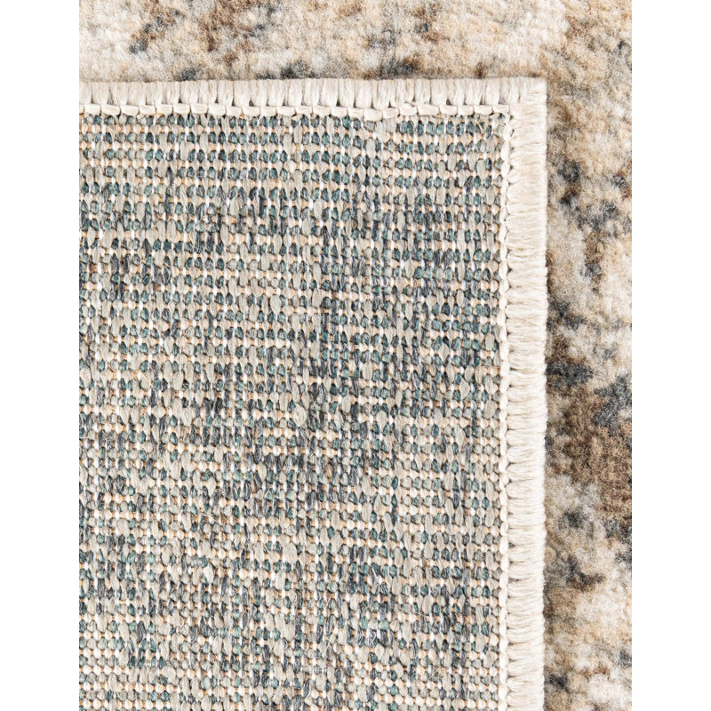 Tapis beige rond à motif floral Levi, Rectangle 9 pi x 12 pi 2 po