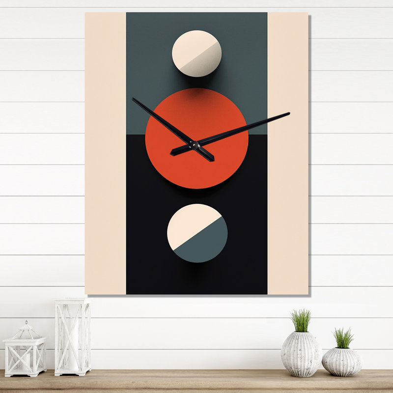 Pleine lune délice rétro géométrique minimalisme II - horloge murale moderne transitionnelle, Très grand