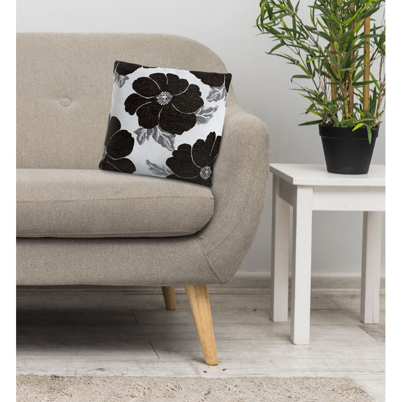 Darionte Floral Square Cushion, 45cm x 45cm, Black
