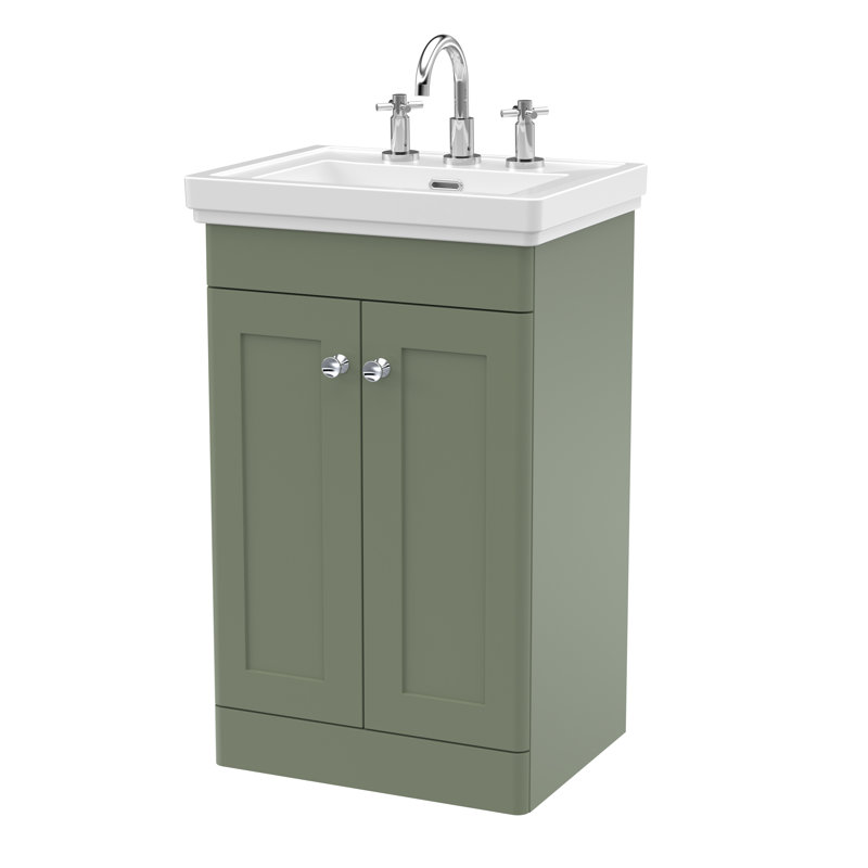 Classique 531mm Single Bathroom Vanity with Integrated Vitreous China Basin, Satin Green
