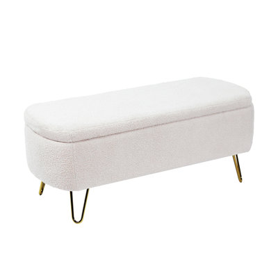 Deshondra Upholstered Ottoman, Storage Bench with a Safety Hinge