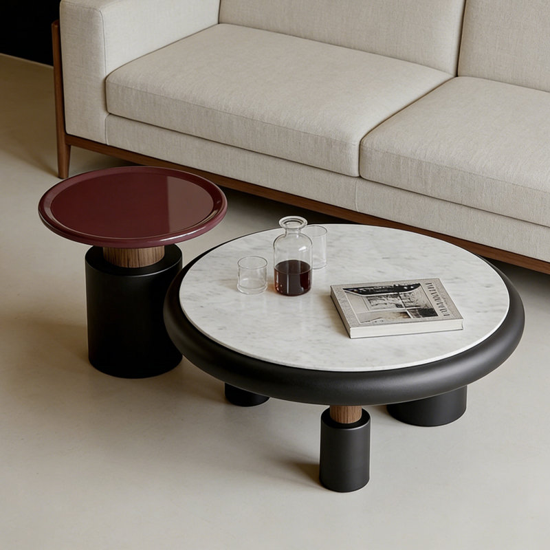 High-End Small Apartment Round Coffee Table Set