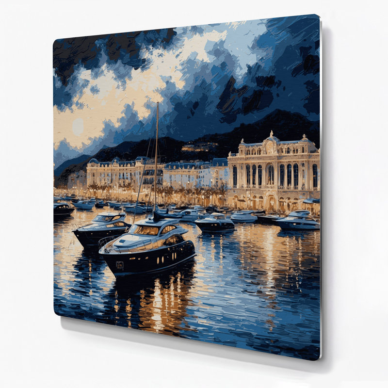 Art mural gris en cités villes Monaco, H 144 po x l 144 po x P 0,05 po
