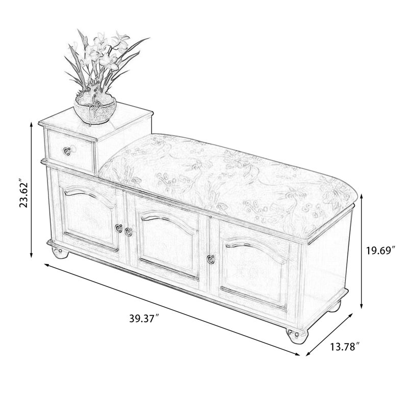 Banc de rangement rembourré pour chaussures, Couleur de l'image