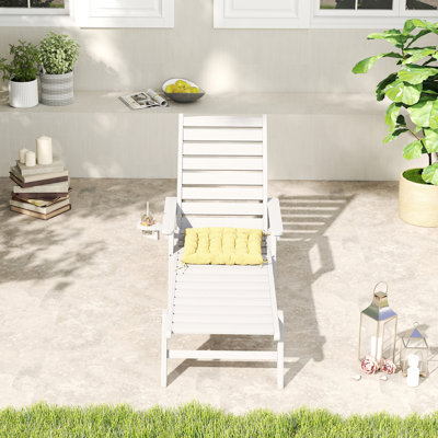 Burdge ZeaLuxe 1-Piece HDPE Patio Chaise Lounge with Wheels and Adjustable Backrest
