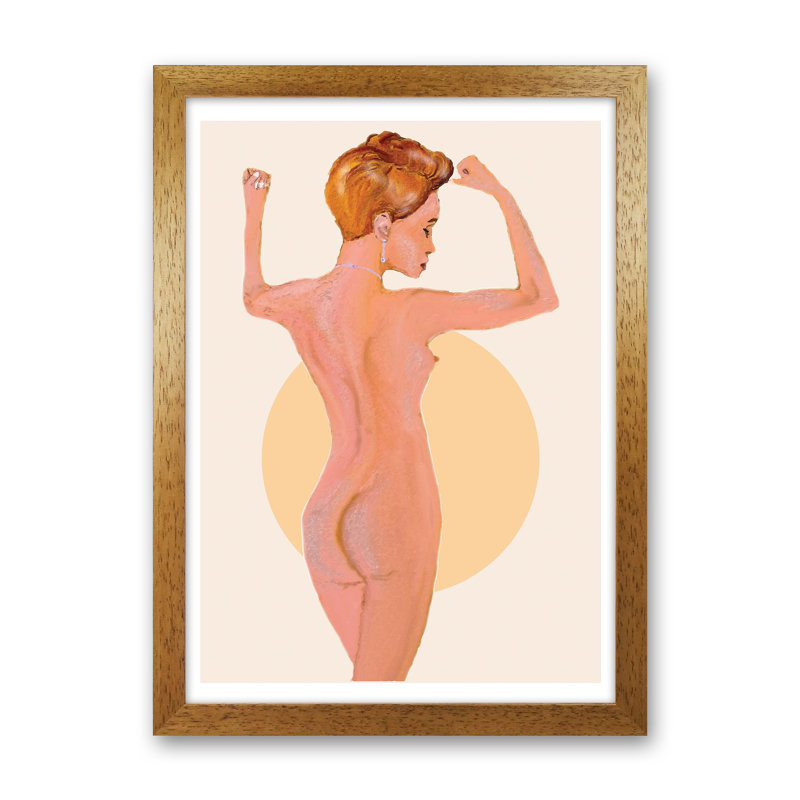 Nude Woman by Pixy Paper - Print, Oak Framed, 59.4cm H x 42cm W x 3cm D