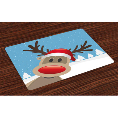 Ahearn Christmas Reindeer Rudolph Hat Placemat