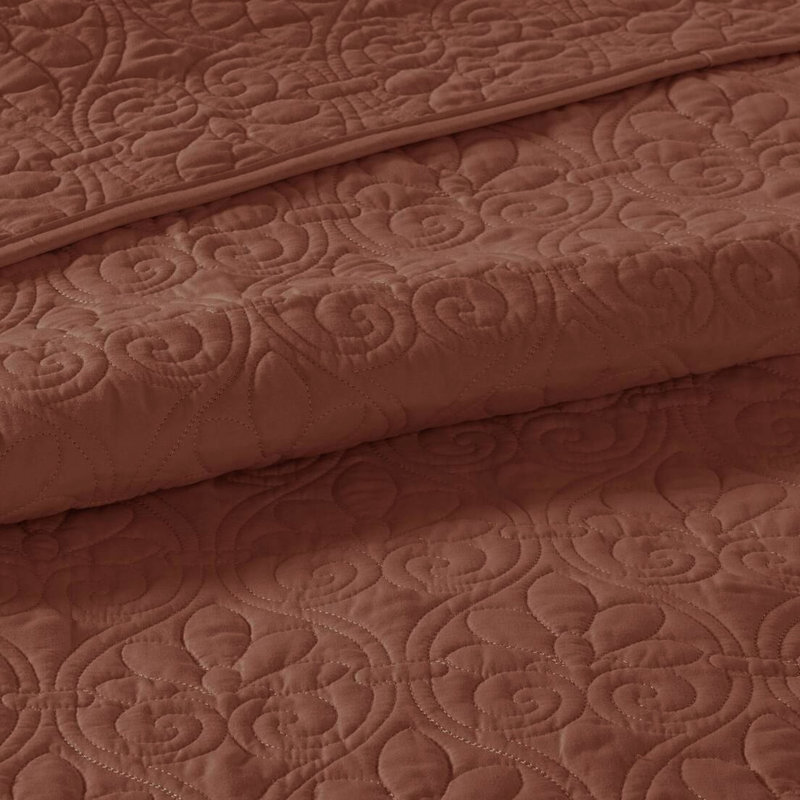 Courtepointe réversible en argile rouge très grand / très grand pour très grand lit - literie été et chaleur, courtepointe, bourre en coton prélavé, 2 taies décoratives incluses, lavable à la machine en mélange d'hiver, assorti