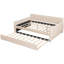 Lit de jour beige rembourré pleine grandeur, sans sommier tapissier, lattes et lit gigogne en bois pour un lit de vie pratique, support de lattes, maisons côtières convenables-1028837579