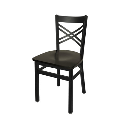 Hayward Cross Back Chair - Black Wood Seat - Steel Frame - Sand Black Finish