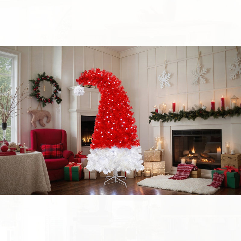 Arbre de Noël artificiel avec lumière DEL et forme de chapeau de père Noël