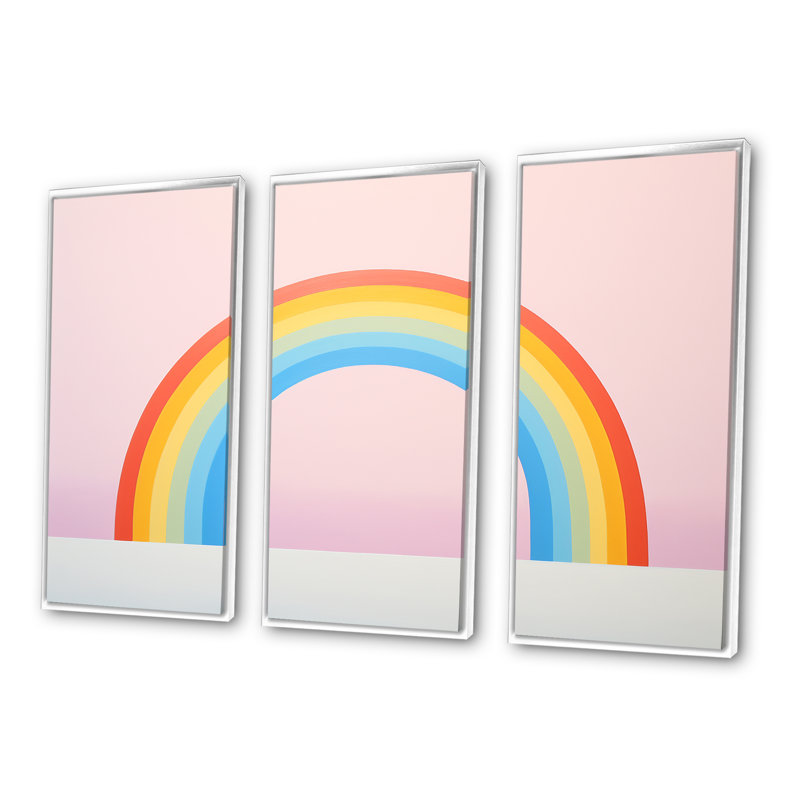 Minimalisme, arc-en-ciel, impression d'art mural, H 28 po x l 36 po x P 1 po, Cadre flottant blanc